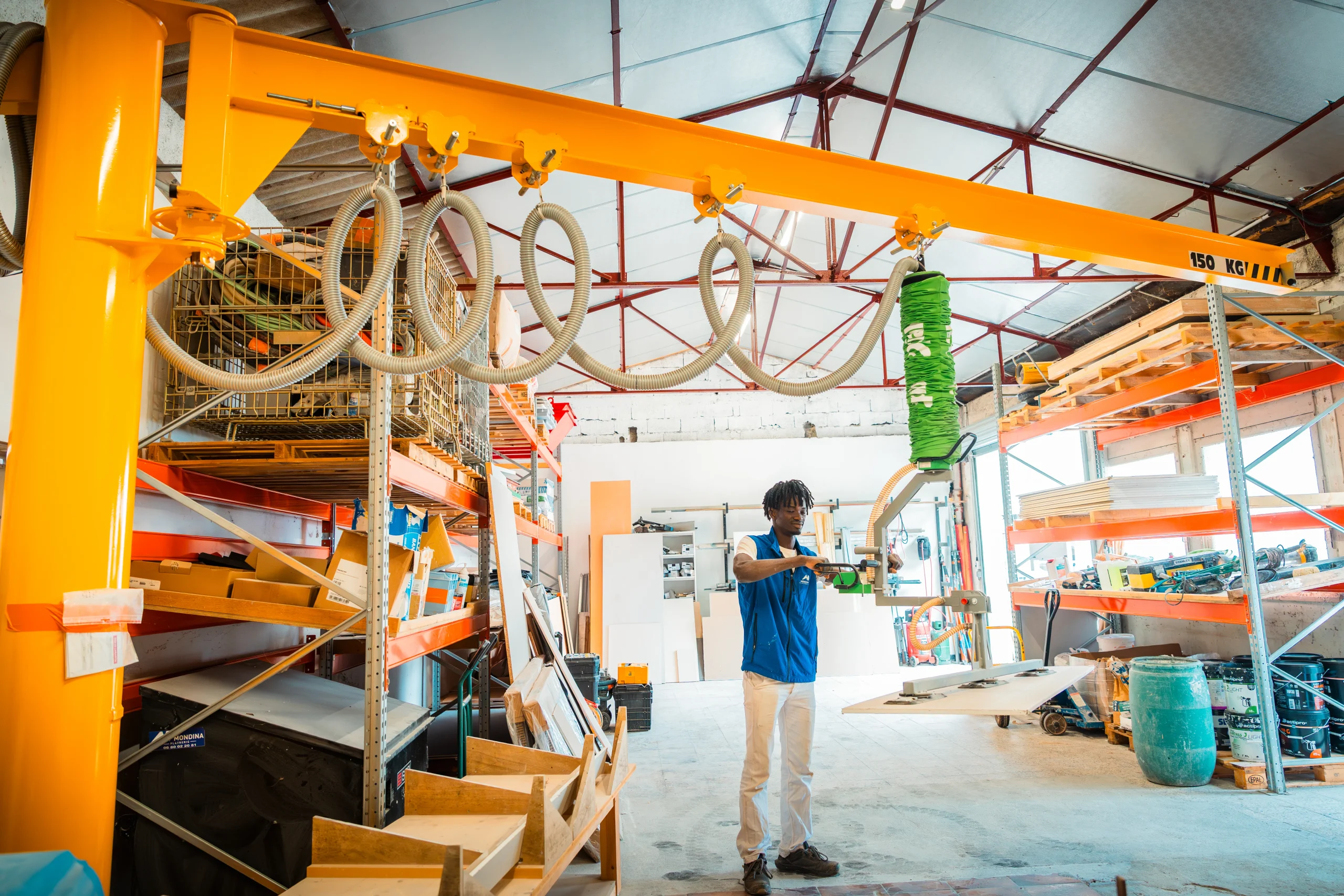 Photo de la potence de levage avec ventouse